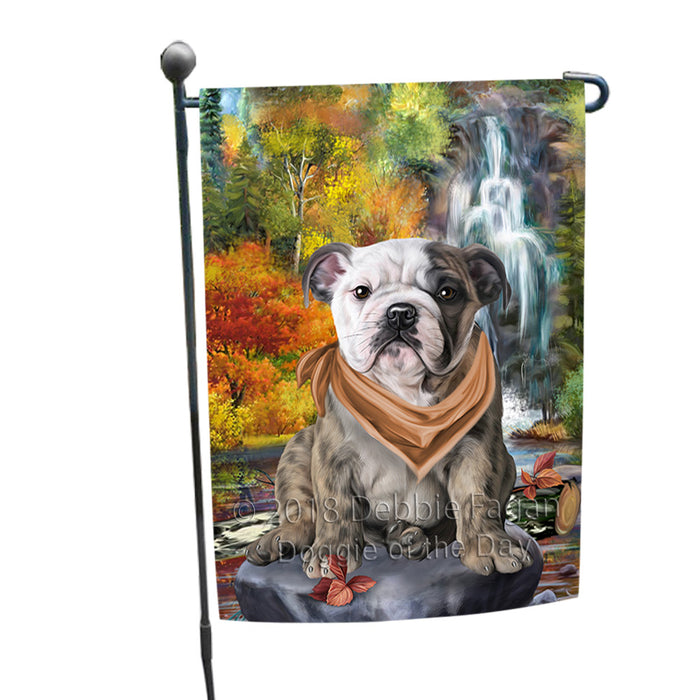 Scenic Waterfall Bulldog Garden Flag GFLG50045