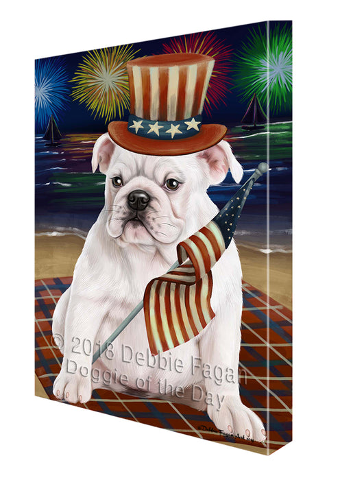 4th of July Independence Day Firework Bulldog Canvas Wall Art CVS55326