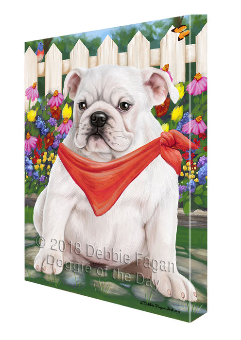 Spring Floral Bulldog Canvas Wall Art CVS64177