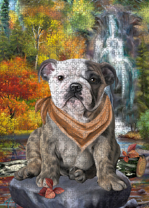 Scenic Waterfall Bulldog Puzzle with Photo Tin PUZL54354