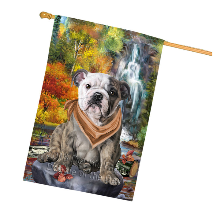 Scenic Waterfall Bulldog House Flag FLG50181