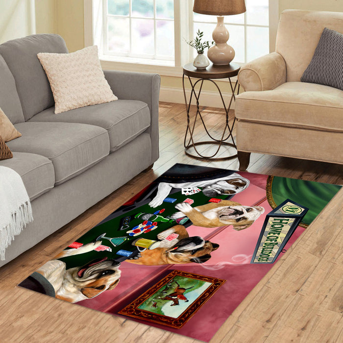 Home of  Bulldogs Playing Poker Area Rug