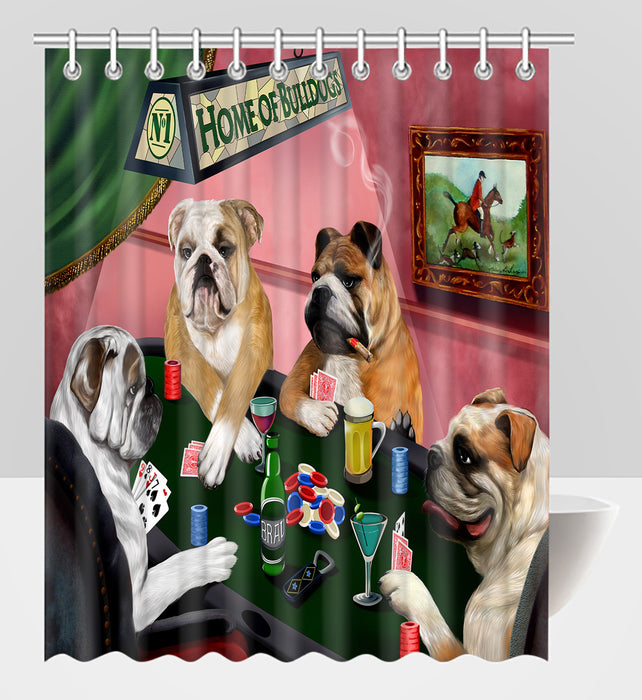Home of  Bulldogs Playing Poker Shower Curtain