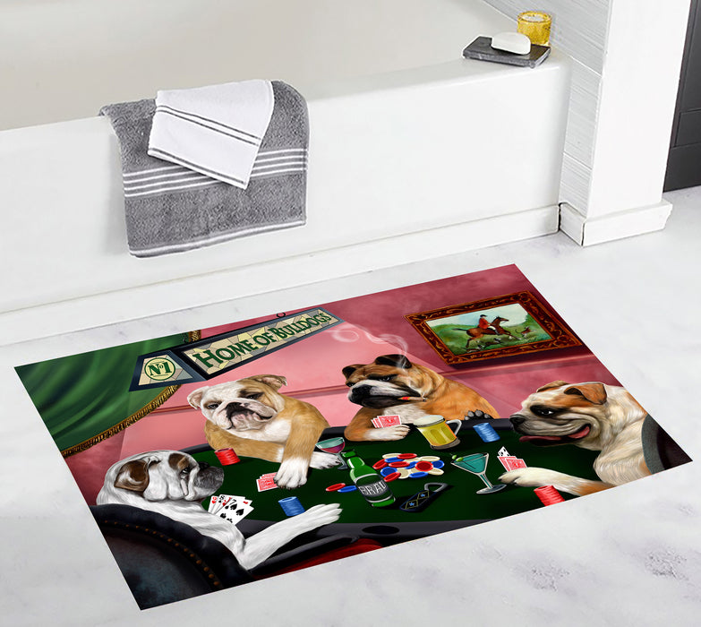 Home of  Bulldogs Playing Poker Bath Mat