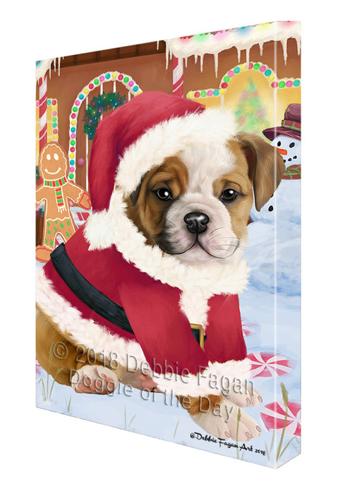 Christmas Gingerbread House Candyfest Bulldog Canvas Print Wall Art Décor CVS128204
