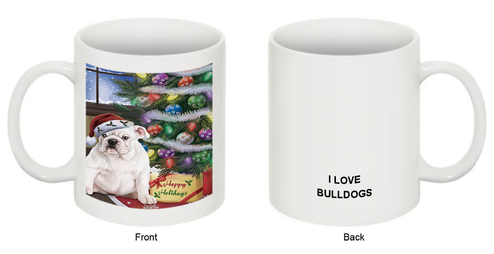 Christmas Happy Holidays Bulldog with Tree and Presents Coffee Mug MUG49207
