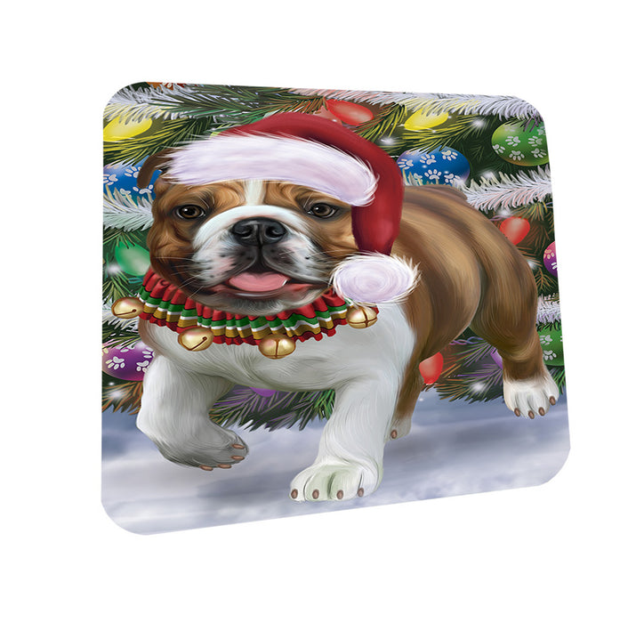 Trotting in the Snow Bulldog Coasters Set of 4 CST56603