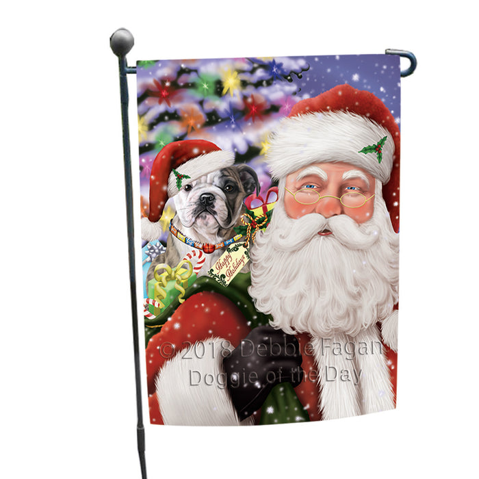 Santa Carrying Bulldog and Christmas Presents Garden Flag GFLG54030