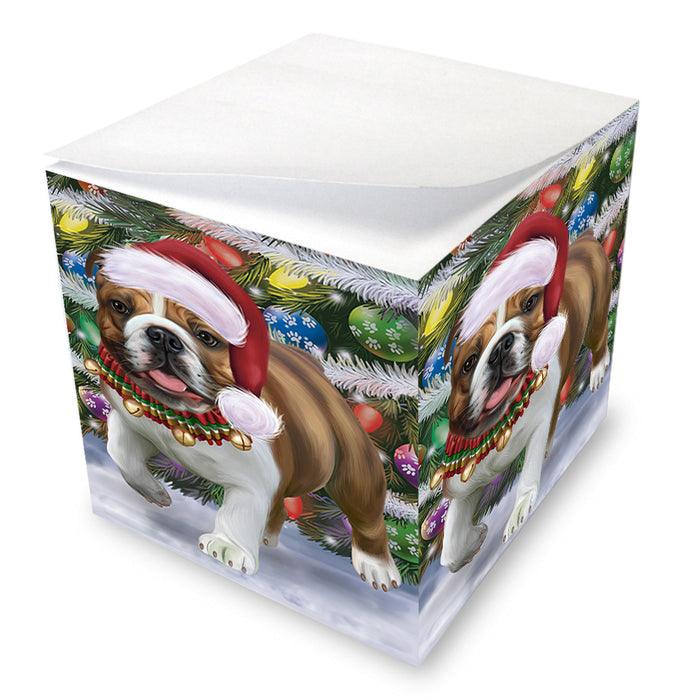 Trotting in the Snow Bulldog Note Cube NOC54717