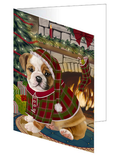 The Stocking was Hung Bullmastiff Dog Handmade Artwork Assorted Pets Greeting Cards and Note Cards with Envelopes for All Occasions and Holiday Seasons GCD70292