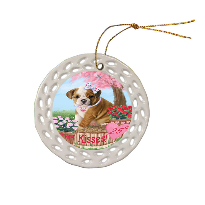 Rosie 25 Cent Kisses Bulldog Ceramic Doily Ornament DPOR56777