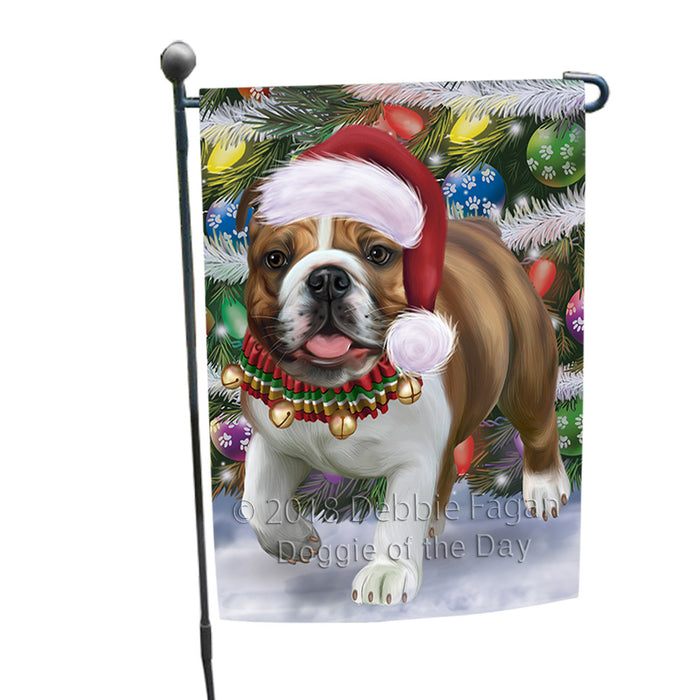 Trotting in the Snow Bulldog Garden Flag GFLG57273