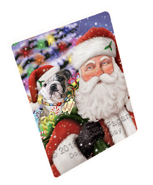 Santa Carrying Bulldog and Christmas Presents Large Refrigerator / Dishwasher Magnet RMAG84690