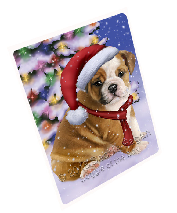Winterland Wonderland Bulldog In Christmas Holiday Scenic Background  Large Refrigerator / Dishwasher Magnet RMAG81102