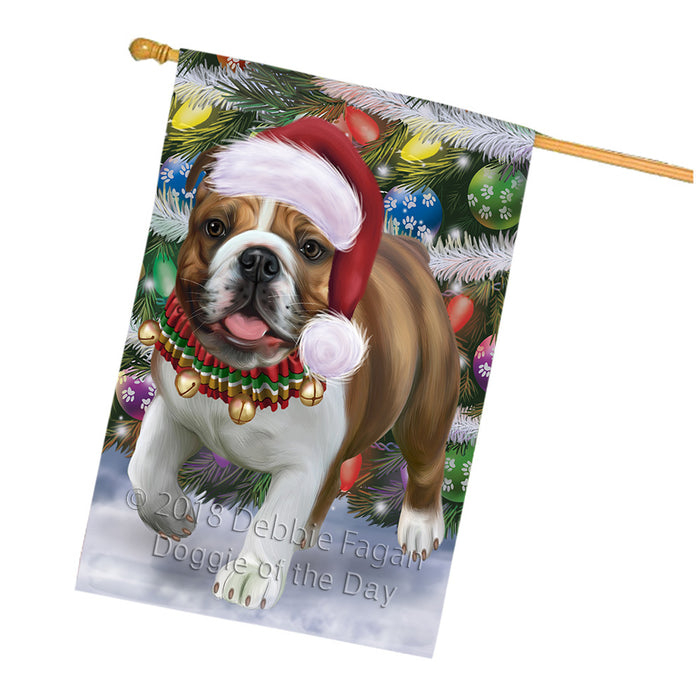 Trotting in the Snow Bulldog House Flag FLG57329
