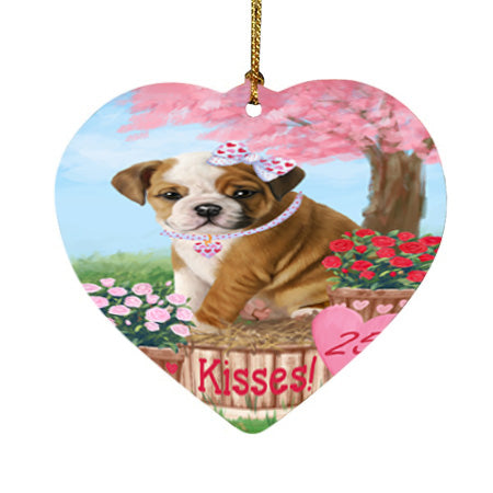 Rosie 25 Cent Kisses Bulldog Heart Christmas Ornament HPOR56777