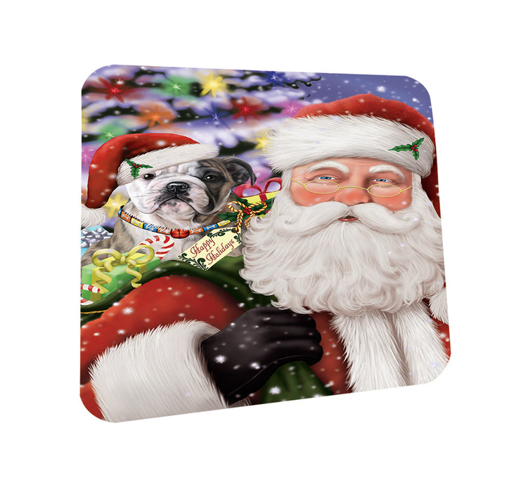 Santa Carrying Bulldog and Christmas Presents Coasters Set of 4 CST53926