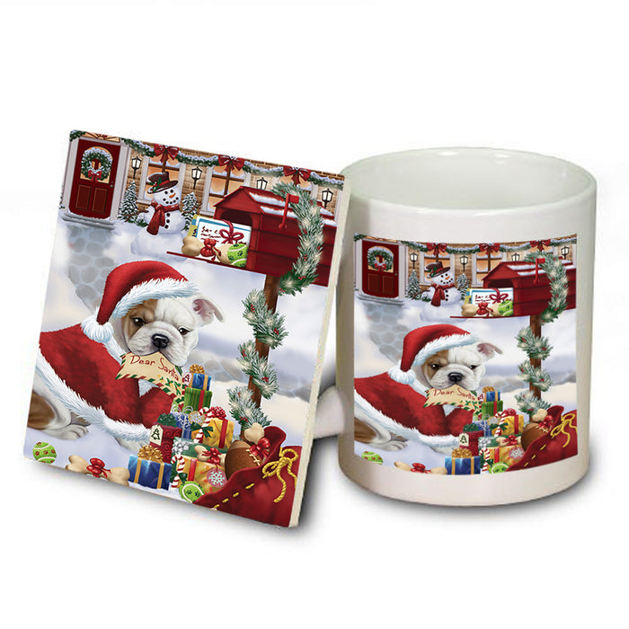 Bulldog Dear Santa Letter Christmas Holiday Mailbox Mug and Coaster Set MUC53871
