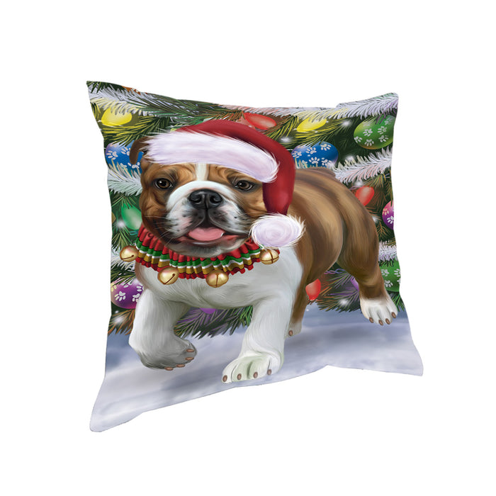 Trotting in the Snow Bulldog Pillow PIL80872