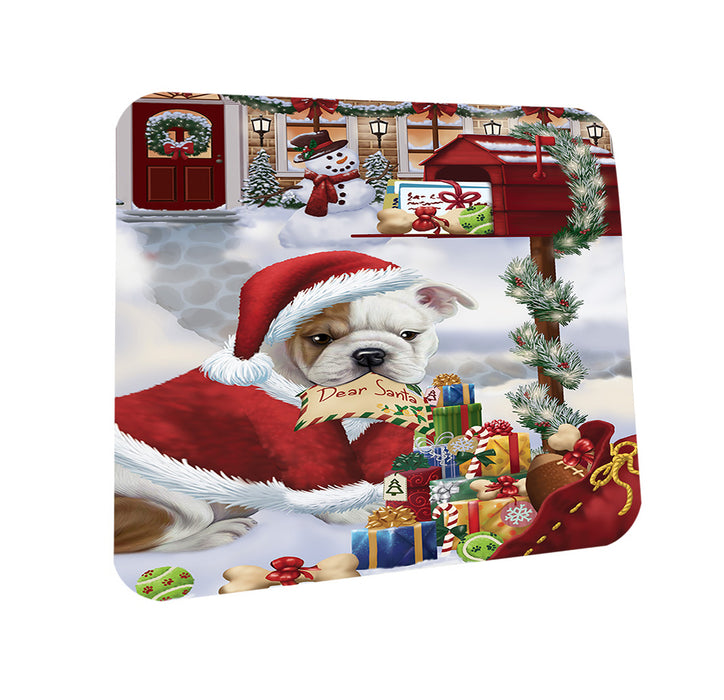 Bulldog Dear Santa Letter Christmas Holiday Mailbox Coasters Set of 4 CST53837