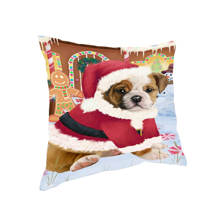 Christmas Gingerbread House Candyfest Bulldog Pillow PIL79172