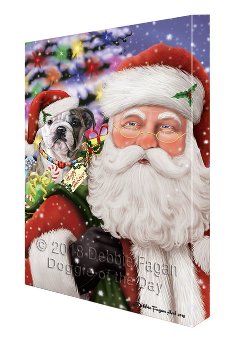 Santa Carrying Bulldog and Christmas Presents Canvas Print Wall Art Décor CVS103562