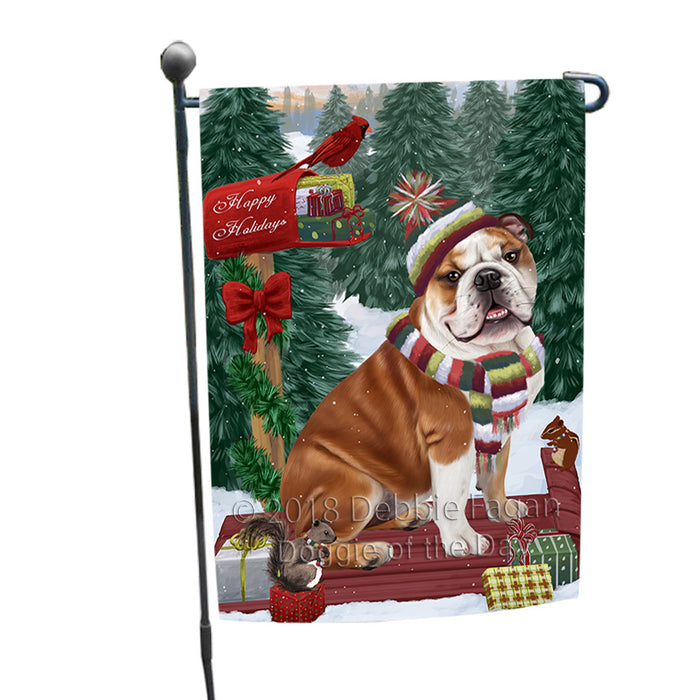 Merry Christmas Woodland Sled Bulldog Garden Flag GFLG55168