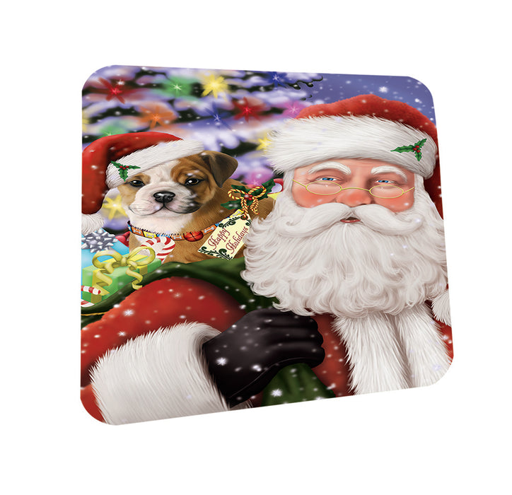 Santa Carrying Bulldog and Christmas Presents Coasters Set of 4 CST53927
