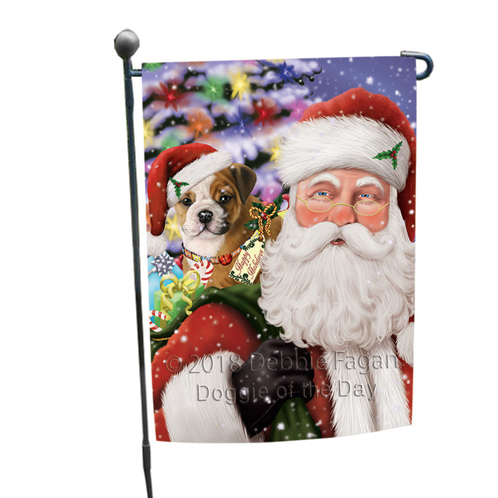 Santa Carrying Bulldog and Christmas Presents Garden Flag GFLG54031