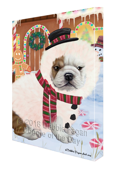 Christmas Gingerbread House Candyfest Bulldog Canvas Print Wall Art Décor CVS128213