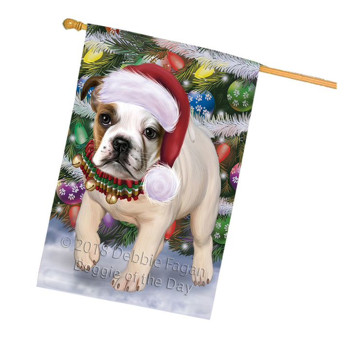 Trotting in the Snow Bulldog House Flag FLG57330