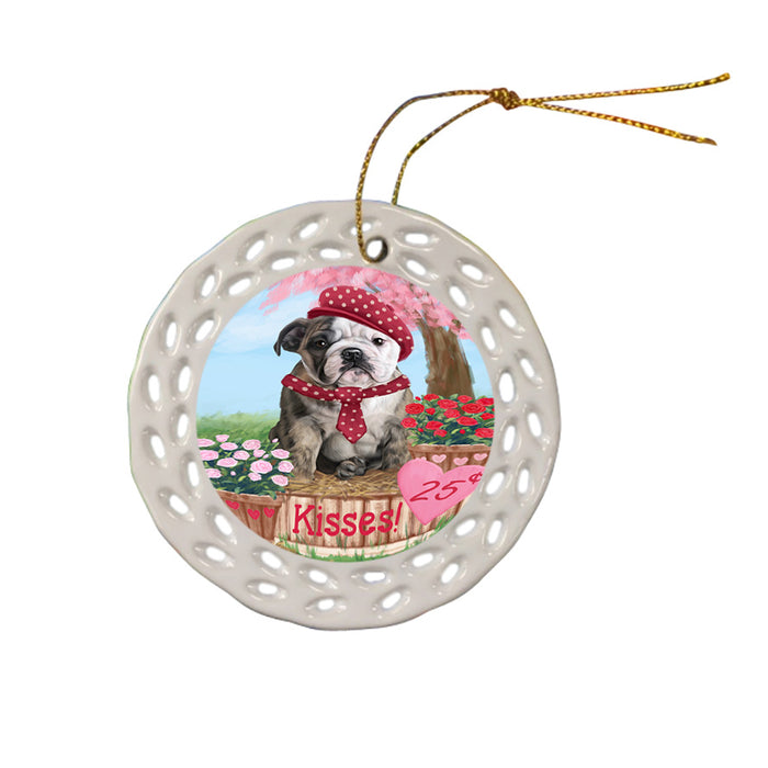 Rosie 25 Cent Kisses Bulldog Ceramic Doily Ornament DPOR56778