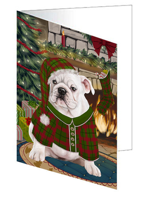 The Stocking was Hung Bullmastiff Dog Handmade Artwork Assorted Pets Greeting Cards and Note Cards with Envelopes for All Occasions and Holiday Seasons GCD70289