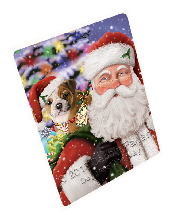 Santa Carrying Bulldog and Christmas Presents Large Refrigerator / Dishwasher Magnet RMAG84696