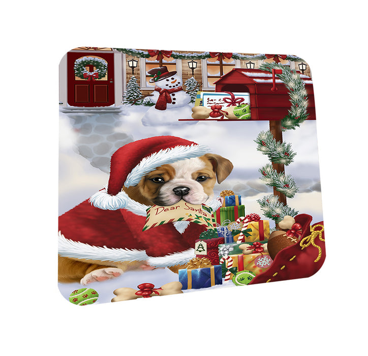 Bulldog Dear Santa Letter Christmas Holiday Mailbox Coasters Set of 4 CST53838