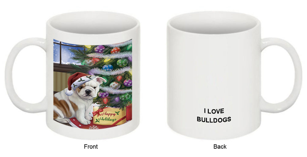 Christmas Happy Holidays Bulldog with Tree and Presents Coffee Mug MUG49208