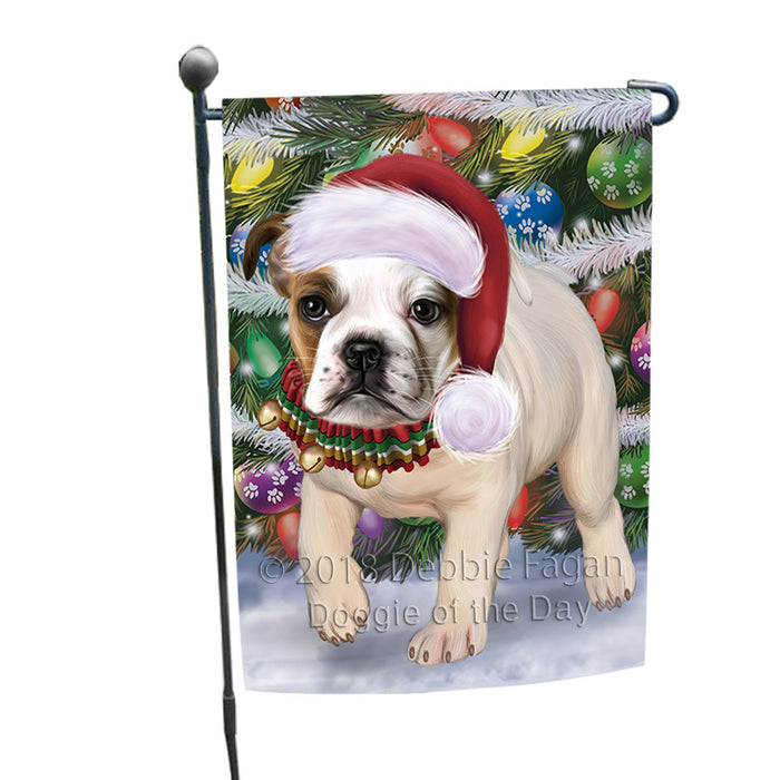 Trotting in the Snow Bulldog Garden Flag GFLG57274