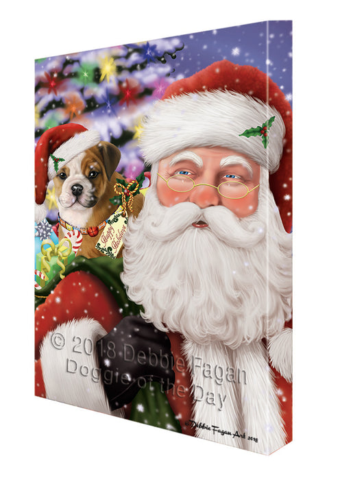 Santa Carrying Bulldog and Christmas Presents Canvas Print Wall Art Décor CVS103571