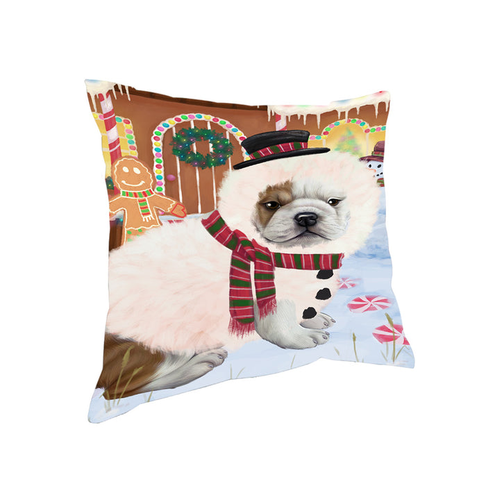 Christmas Gingerbread House Candyfest Bulldog Pillow PIL79176