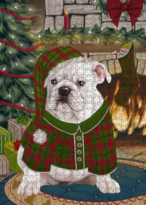 The Stocking was Hung Bulldog Puzzle with Photo Tin PUZL89216