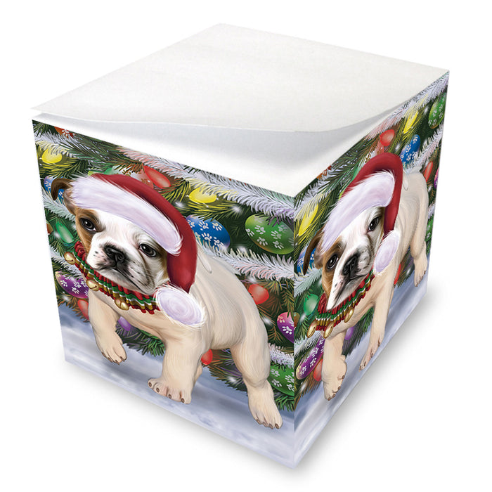 Trotting in the Snow Bulldog Note Cube NOC54718