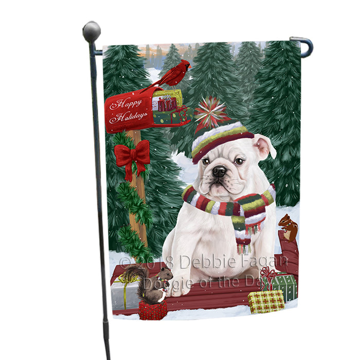 Merry Christmas Woodland Sled Bulldog Garden Flag GFLG55169
