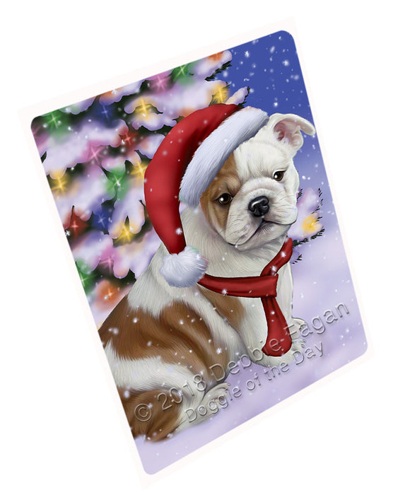 Winterland Wonderland Bulldog In Christmas Holiday Scenic Background  Large Refrigerator / Dishwasher Magnet RMAG81108