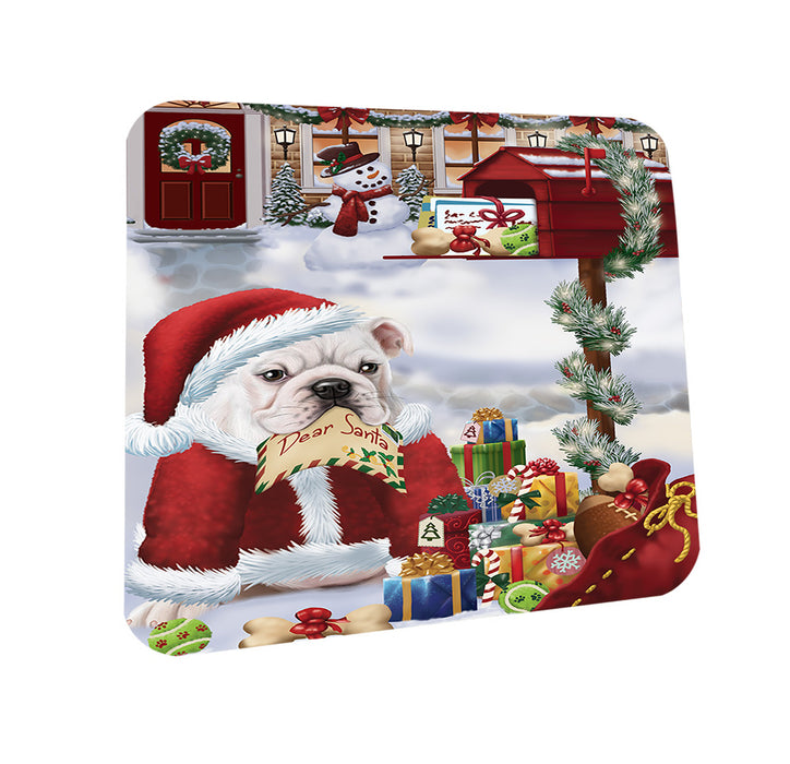Bulldog Dear Santa Letter Christmas Holiday Mailbox Coasters Set of 4 CST53839
