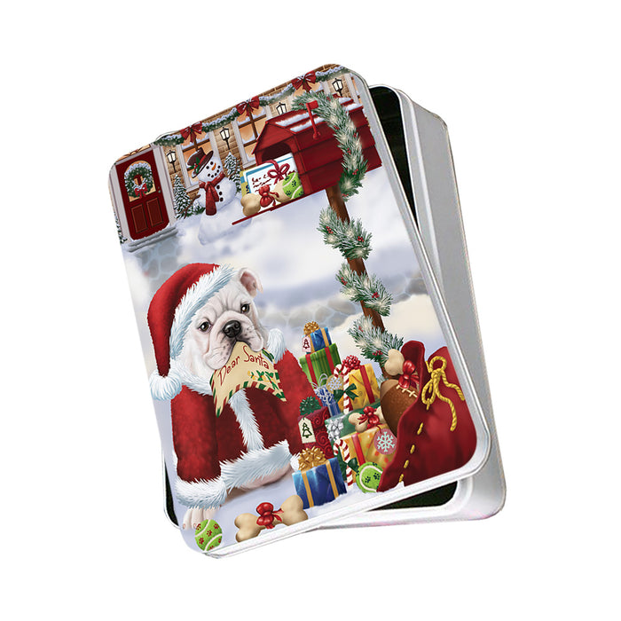Bulldog Dear Santa Letter Christmas Holiday Mailbox Photo Storage Tin PITN53824