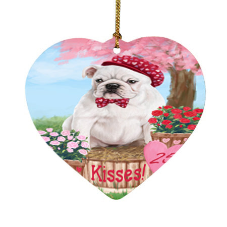 Rosie 25 Cent Kisses Bulldog Heart Christmas Ornament HPOR56779