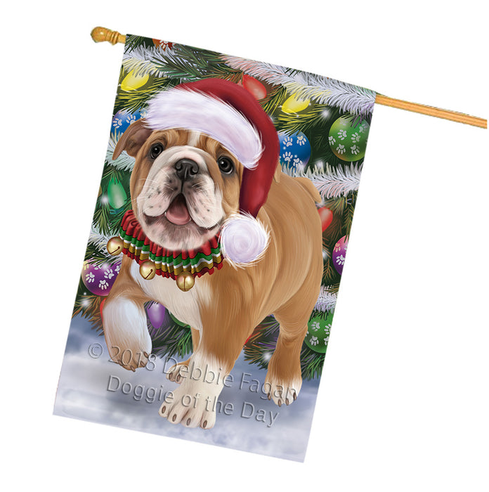 Trotting in the Snow Bulldog House Flag FLG57331