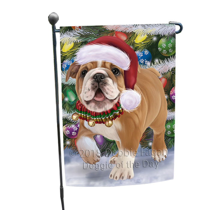Trotting in the Snow Bulldog Garden Flag GFLG57275