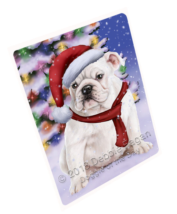 Winterland Wonderland Bulldog In Christmas Holiday Scenic Background  Large Refrigerator / Dishwasher Magnet RMAG81114