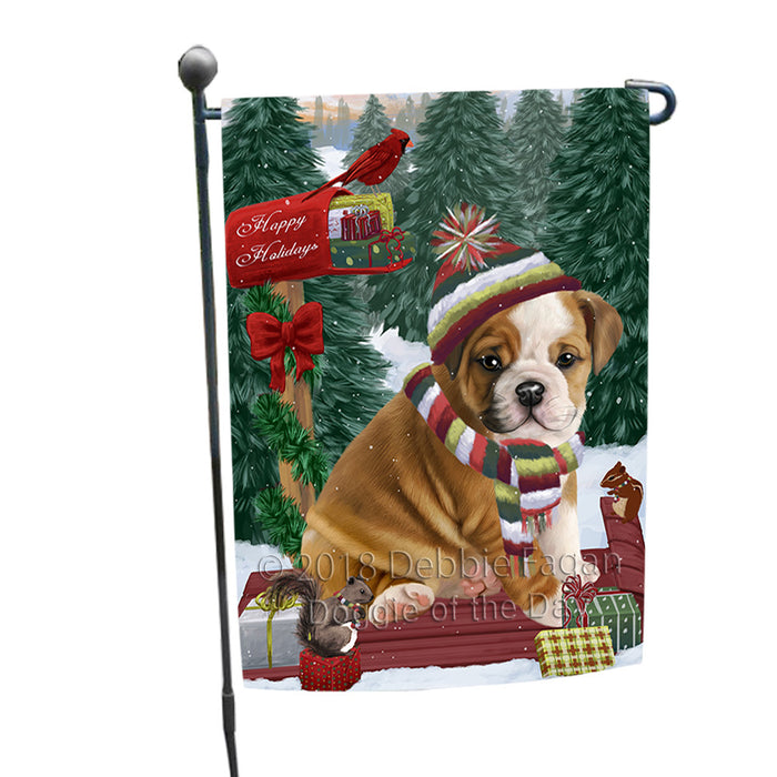 Merry Christmas Woodland Sled Bulldog Garden Flag GFLG55170